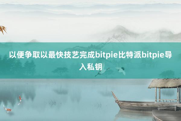 以便争取以最快技艺完成bitpie比特派bitpie导入私钥