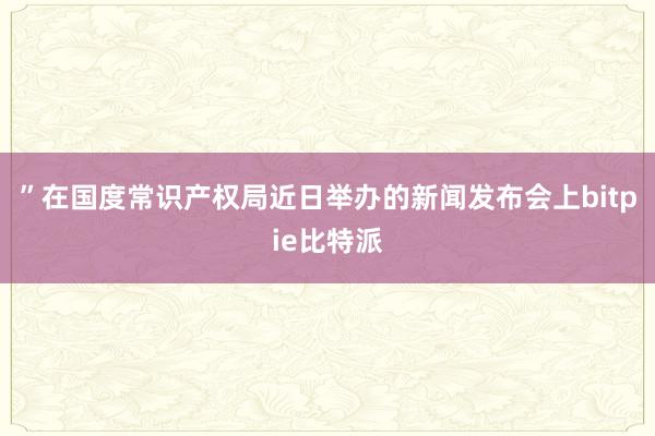 ”在国度常识产权局近日举办的新闻发布会上bitpie比特派