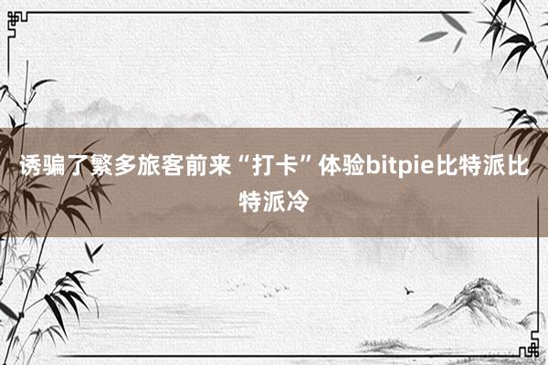 诱骗了繁多旅客前来“打卡”体验bitpie比特派比特派冷