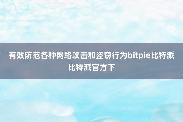 有效防范各种网络攻击和盗窃行为bitpie比特派比特派官方下