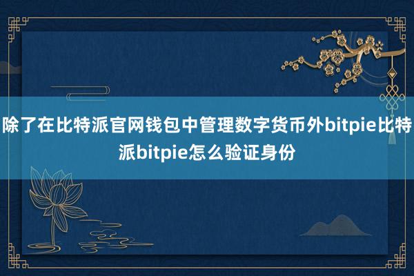 除了在比特派官网钱包中管理数字货币外bitpie比特派bitpie怎么验证身份