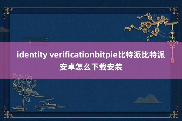 identity verificationbitpie比特派比特派安卓怎么下载安装