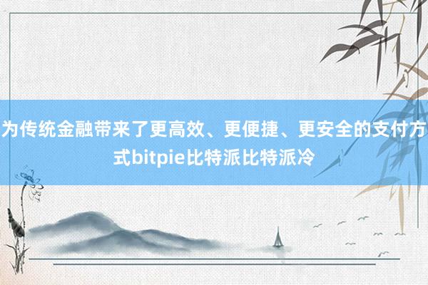 为传统金融带来了更高效、更便捷、更安全的支付方式bitpie比特派比特派冷