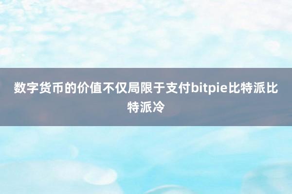 数字货币的价值不仅局限于支付bitpie比特派比特派冷