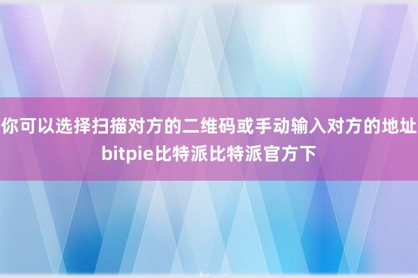 你可以选择扫描对方的二维码或手动输入对方的地址bitpie比特派比特派官方下