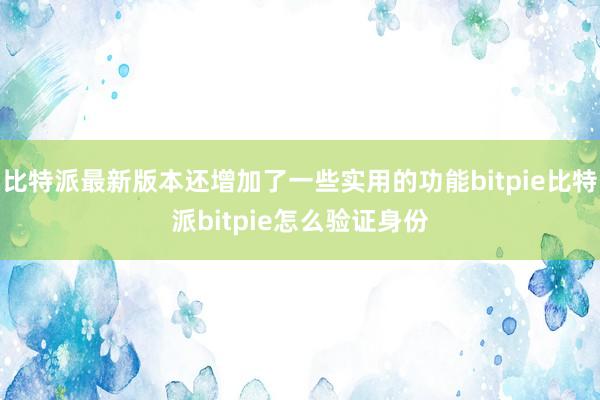 比特派最新版本还增加了一些实用的功能bitpie比特派bitpie怎么验证身份