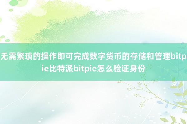 无需繁琐的操作即可完成数字货币的存储和管理bitpie比特派bitpie怎么验证身份