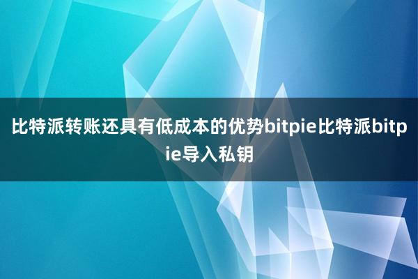 比特派转账还具有低成本的优势bitpie比特派bitpie导入私钥