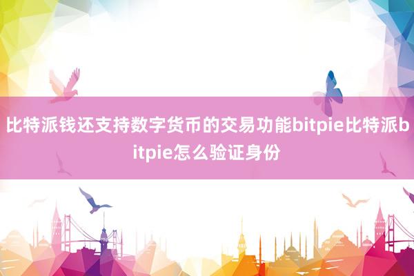 比特派钱还支持数字货币的交易功能bitpie比特派bitpie怎么验证身份