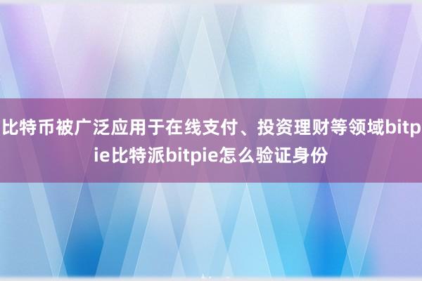 比特币被广泛应用于在线支付、投资理财等领域bitpie比特派bitpie怎么验证身份