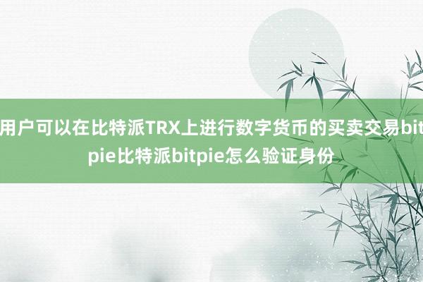 用户可以在比特派TRX上进行数字货币的买卖交易bitpie比特派bitpie怎么验证身份