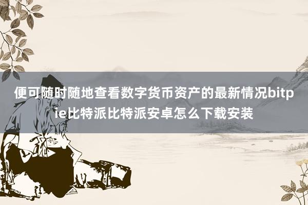 便可随时随地查看数字货币资产的最新情况bitpie比特派比特派安卓怎么下载安装