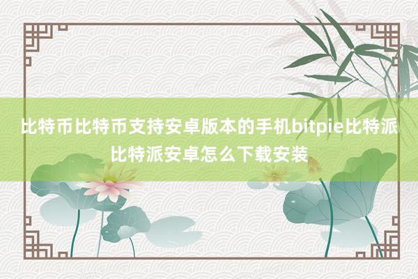 比特币比特币支持安卓版本的手机bitpie比特派比特派安卓怎么下载安装