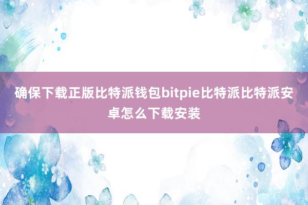 确保下载正版比特派钱包bitpie比特派比特派安卓怎么下载安装