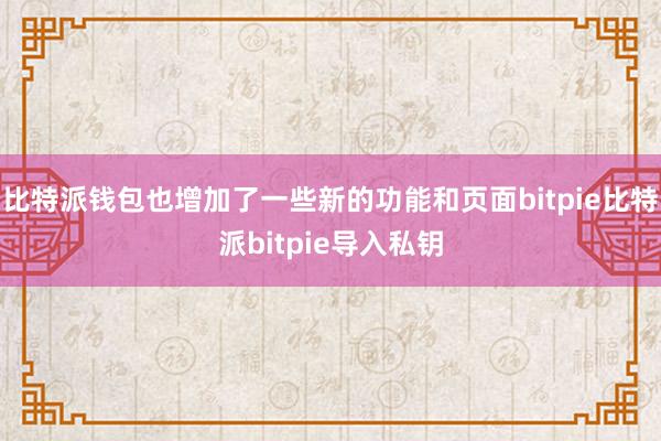 比特派钱包也增加了一些新的功能和页面bitpie比特派bitpie导入私钥