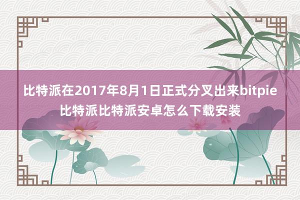 比特派在2017年8月1日正式分叉出来bitpie比特派比特派安卓怎么下载安装