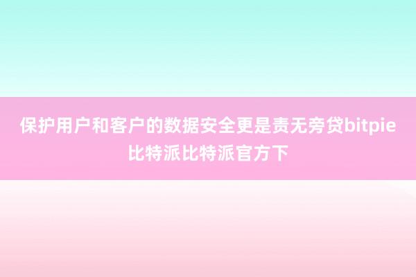 保护用户和客户的数据安全更是责无旁贷bitpie比特派比特派官方下