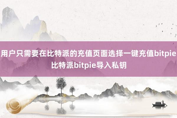 用户只需要在比特派的充值页面选择一键充值bitpie比特派bitpie导入私钥