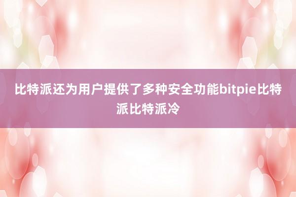 比特派还为用户提供了多种安全功能bitpie比特派比特派冷