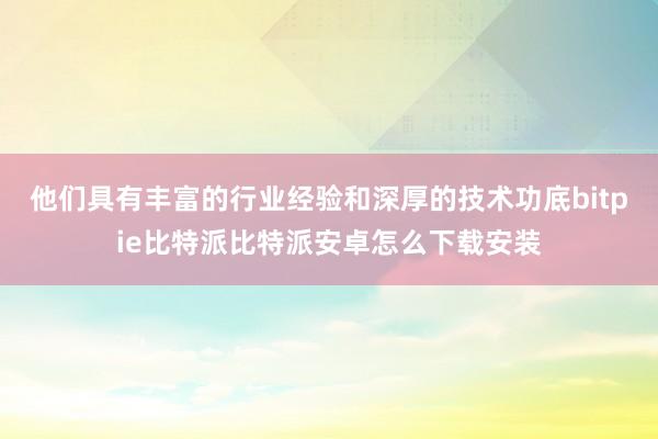 他们具有丰富的行业经验和深厚的技术功底bitpie比特派比特派安卓怎么下载安装